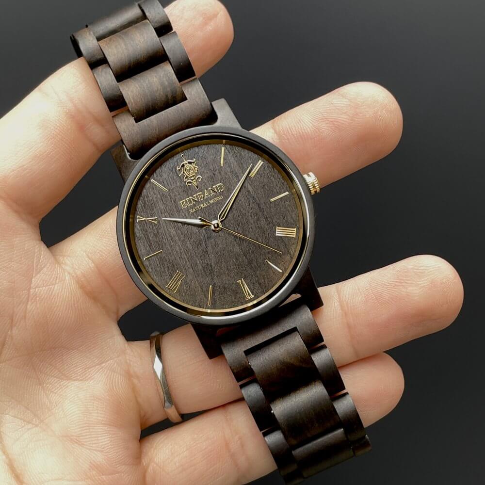 サンダルウッドの木製腕時計 40mm 男性向け Reise SandalWood & Gold