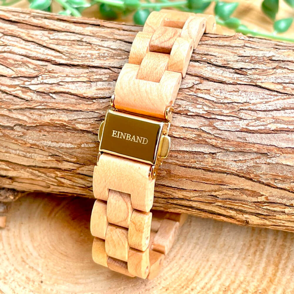 天然貝木製腕時計 34mm 女性向け Prima Maple wood × Mother of pearl