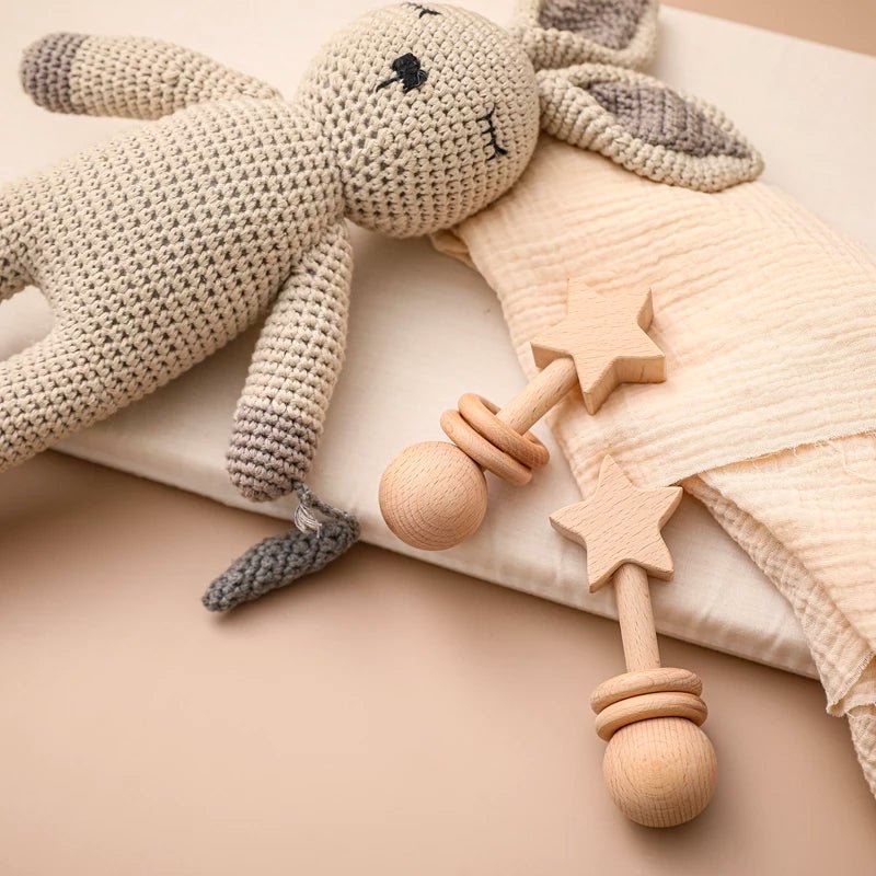 木製ガラガラ・歯固め おもちゃ おしゃぶり 星 1ピース