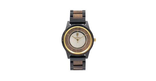 【新商品情報】マザーオブパールとエボニー＆クルミの木製腕時計 40mm 男性向け Anmut