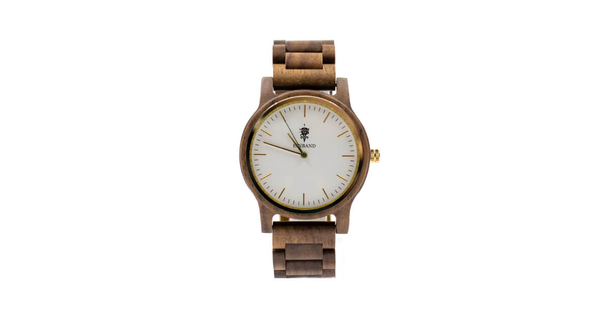 【新商品情報】クルミの木製腕時計 40mm 男性向け Glanz WHITE