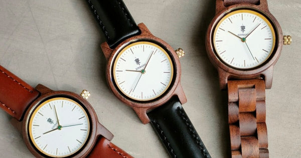 【新商品情報】クルミの木製腕時計 40mm 男性向け Glanz WHITE 本革レザーベルト