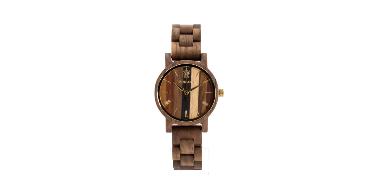 【新商品情報】5つの天然木を使用した木製腕時計 32mm 女性向け Reise Mix Wood × Walnut