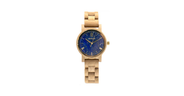 【新商品情報】ラピスラズリとメイプルウッドの木製腕時計 32mm 女性向け Reise
