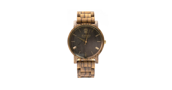 【新商品情報】ゼブラウッドの木製腕時計 40mm 男性向け Reise ZebraWood & Gold