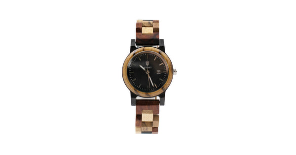 【新商品情報】エボニーウッドの木製腕時計 32mm 女性向け Schatz エボニーウッド文字盤