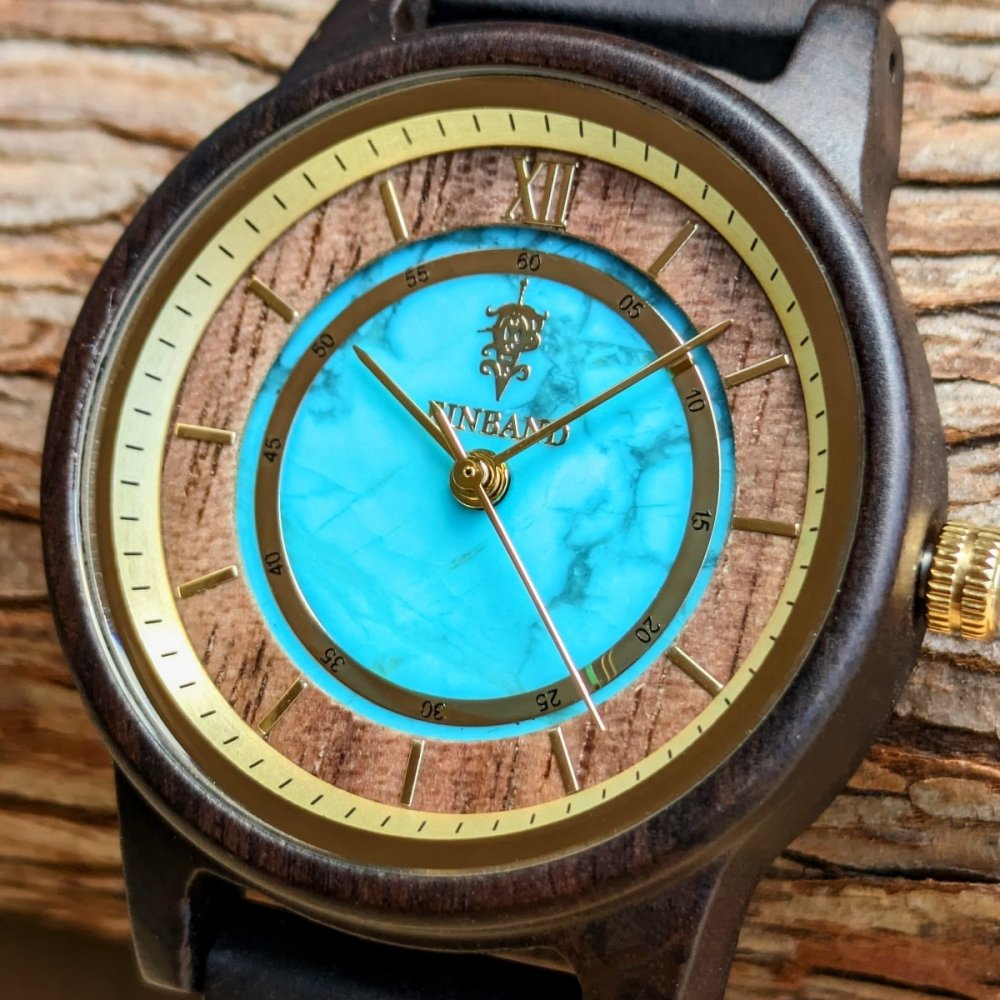 Turquoise and Sandalwood Wooden Watch 32mm Anmut for Women 