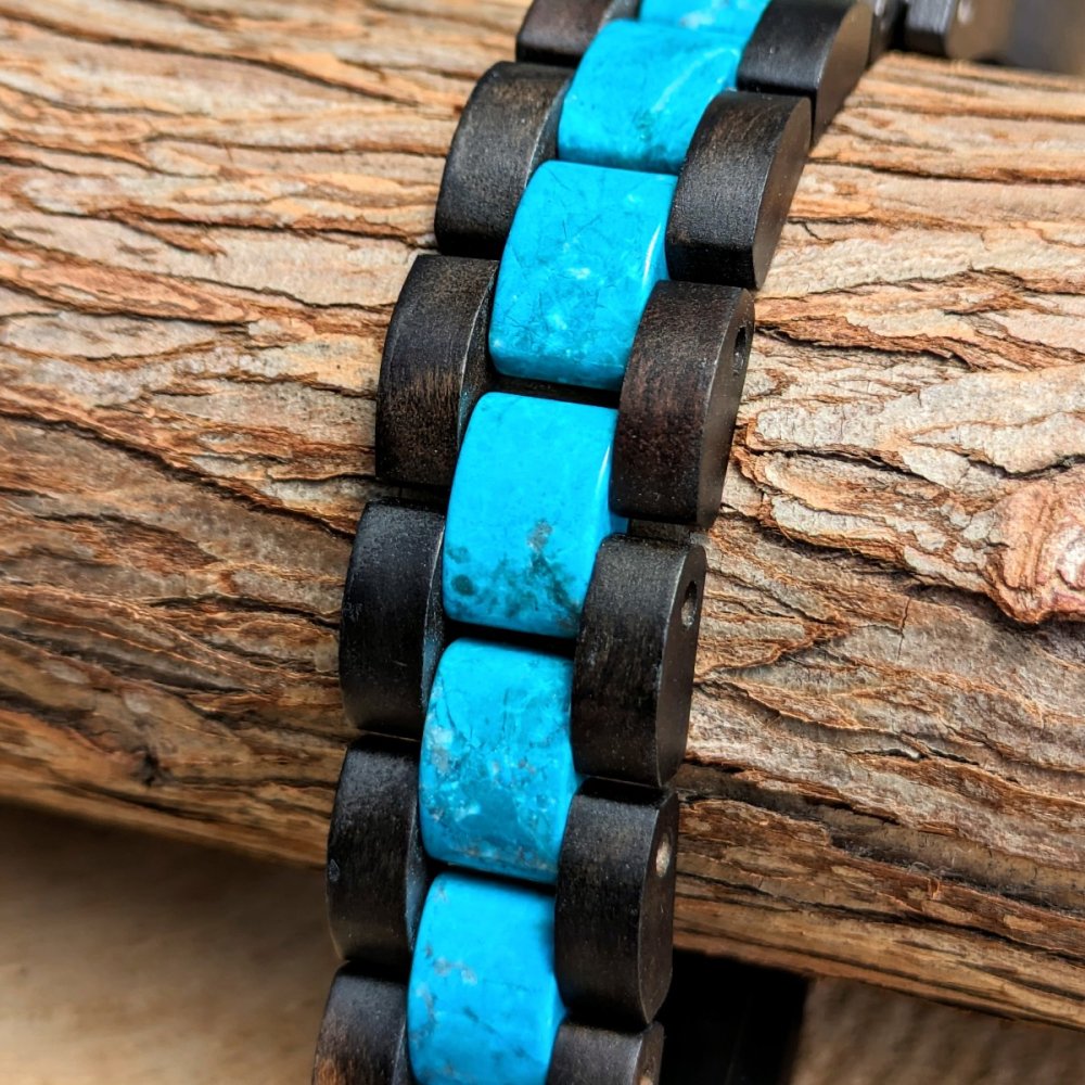 Turquoise and Sandalwood Wooden Watch 32mm Anmut for Women 