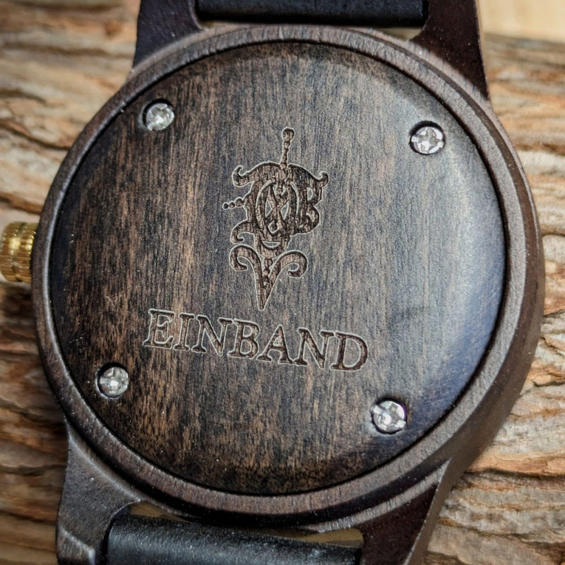 ターコイズとサンダルウッドの木製腕時計 32mm 女性向け Anmut