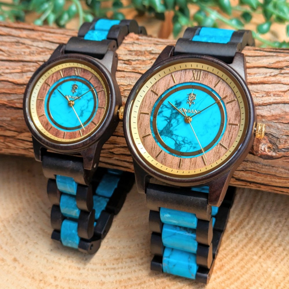 Turquoise and Sandalwood Wooden Watch 32mm Anmut for Women 