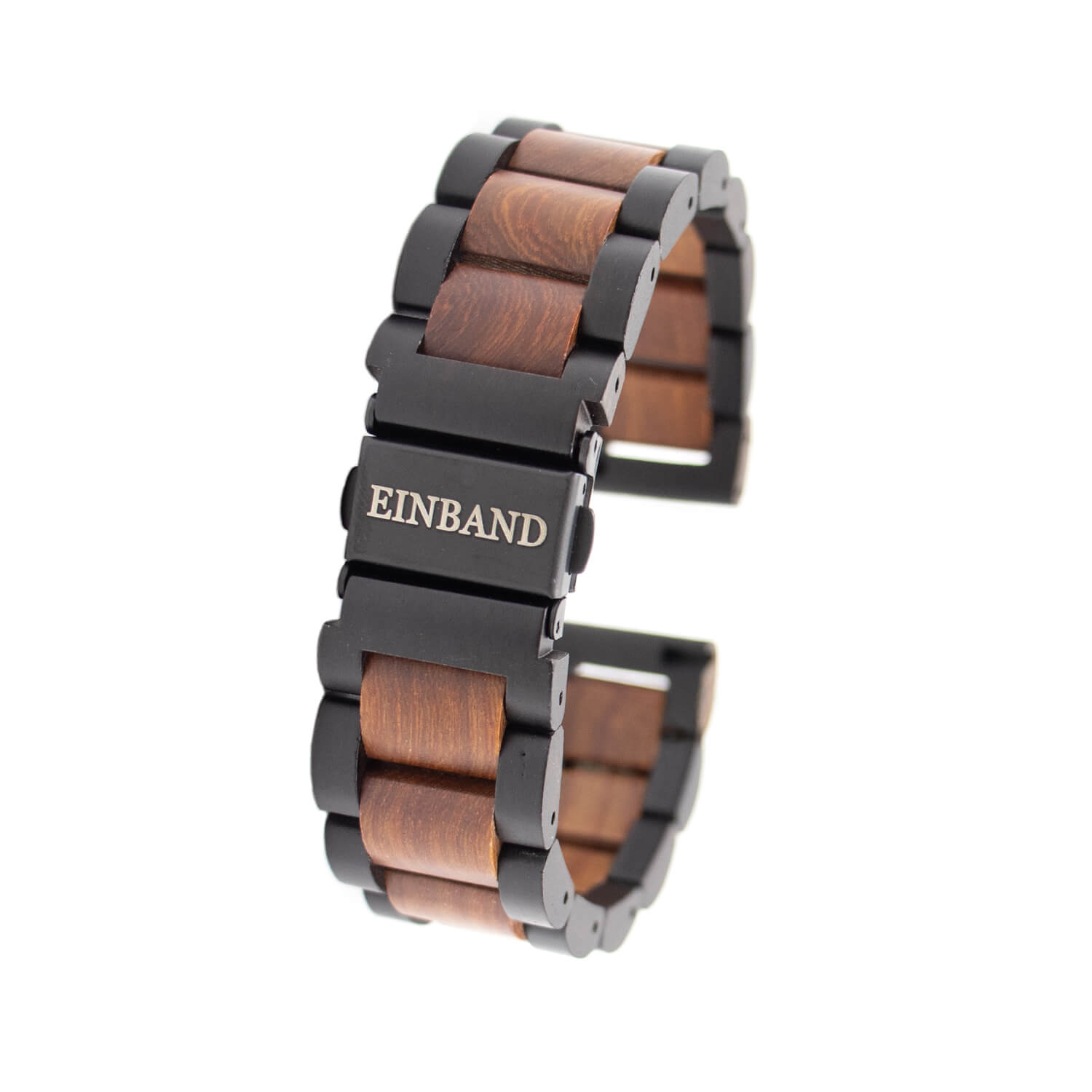 エボニーウッドとレッドサンダルウッドの天然木バンド 20mm幅専用 スマートウォッチ対応