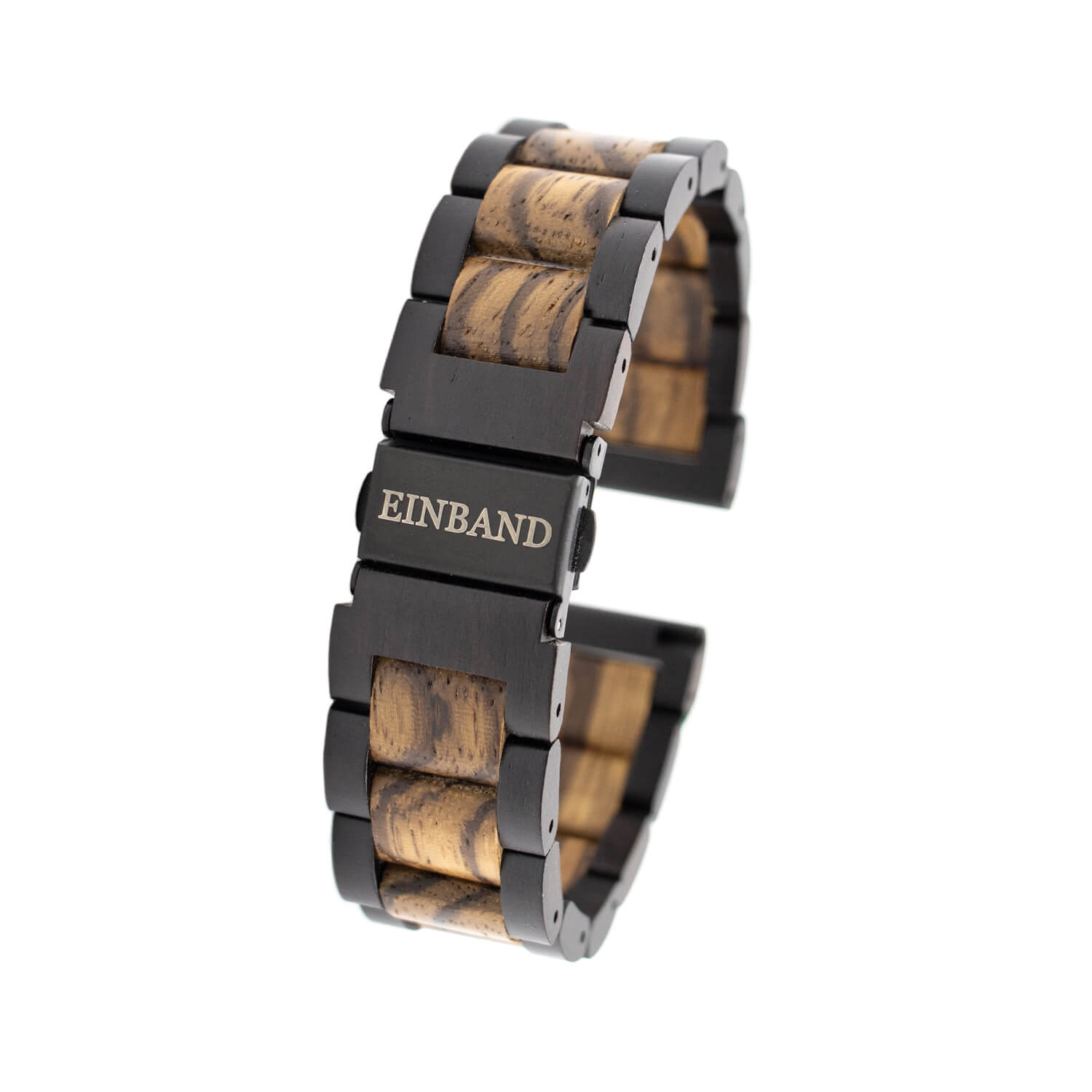 エボニーウッドとゼブラウッドの天然木腕時計バンド 20mm幅専用 スマートウォッチ対応