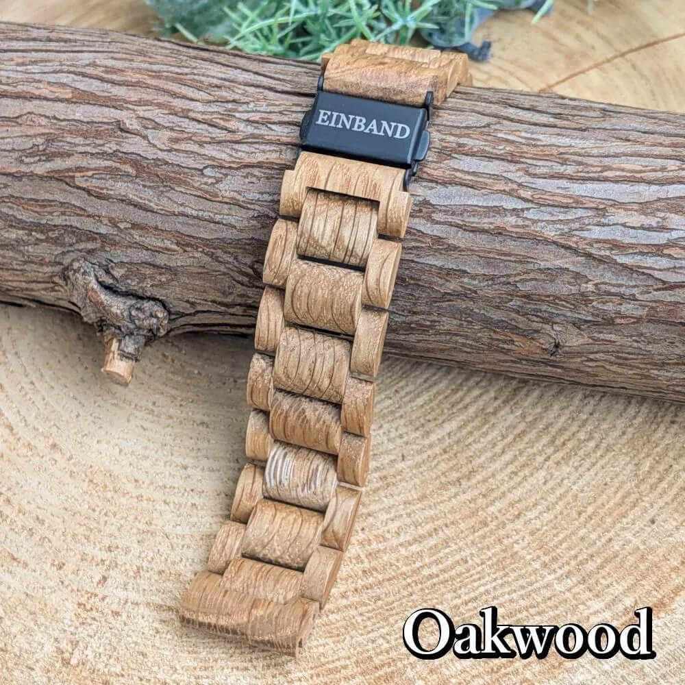 オークの天然木腕時計バンド 20mm幅専用 スマートウォッチ対応