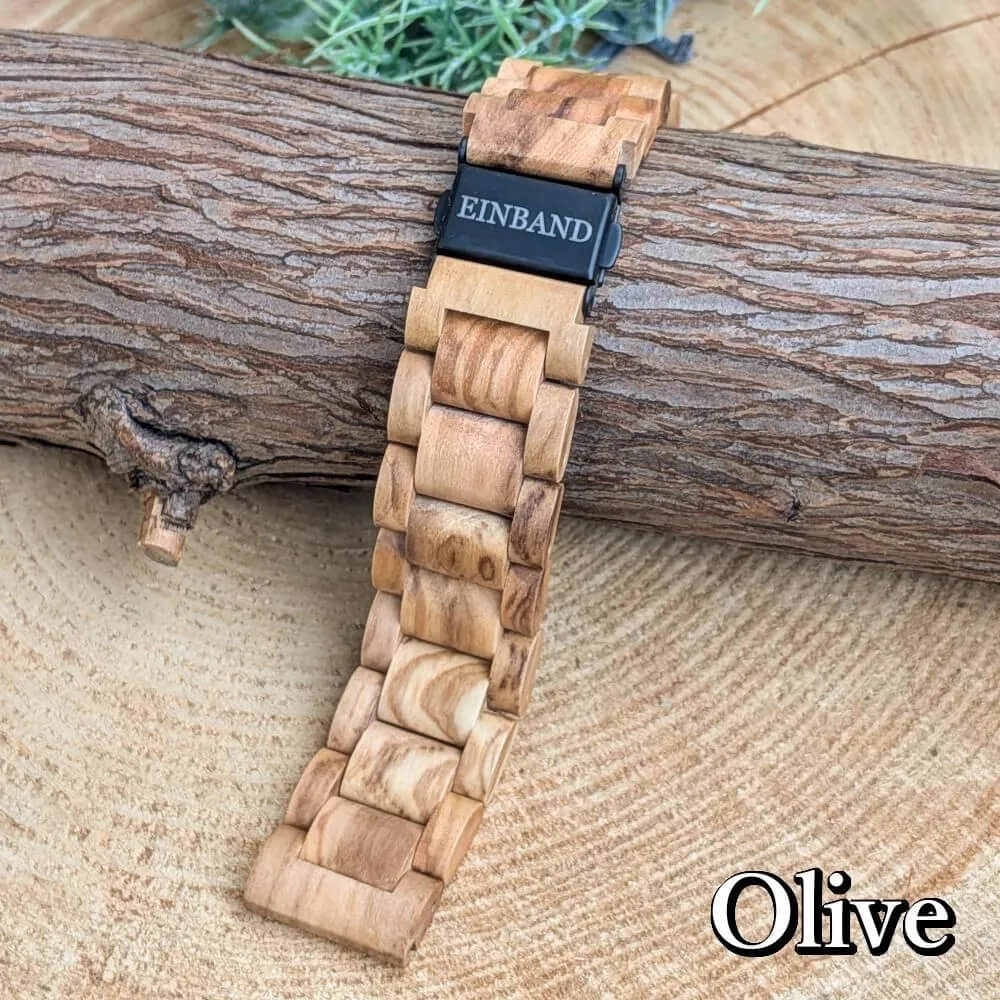 オリーブの天然木腕時計バンド 20mm幅専用 スマートウォッチ対応