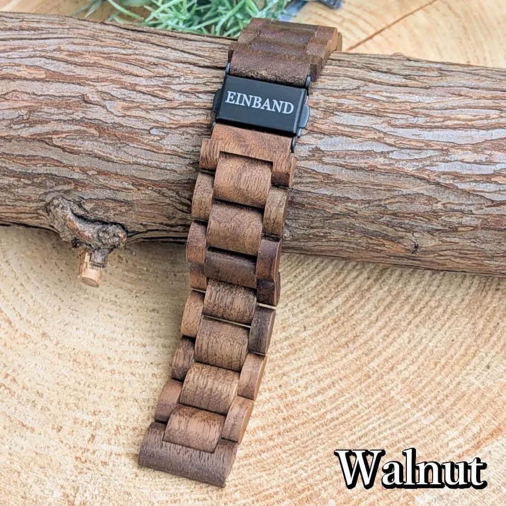 ウォールナットの天然木腕時計バンド 20mm幅専用 スマートウォッチ対応