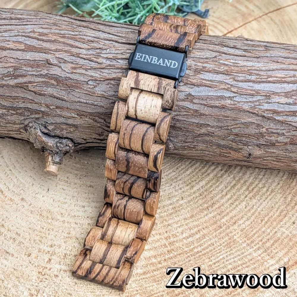 ゼブラウッドの天然木腕時計バンド 20mm幅専用 スマートウォッチ対応