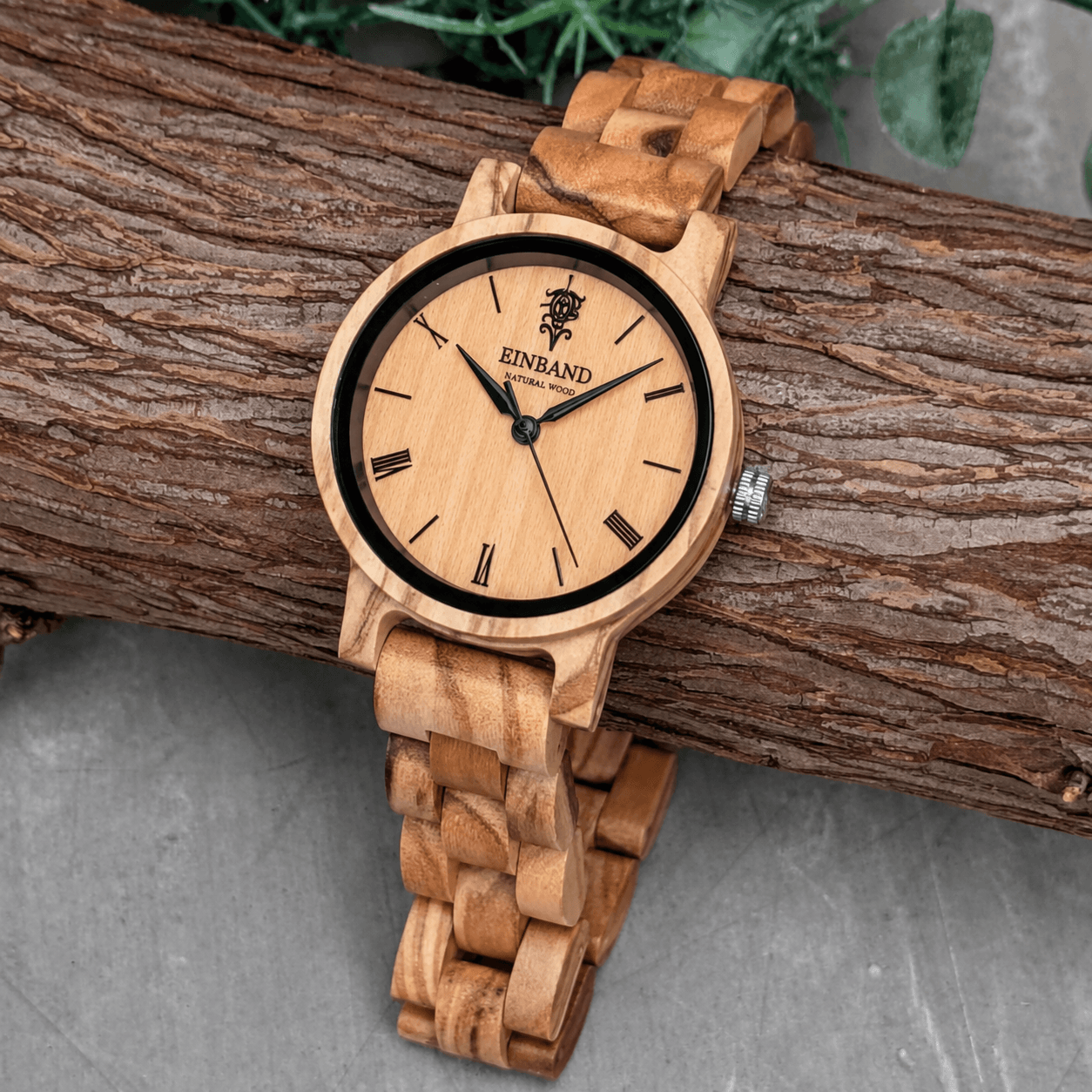 オリーブの木製腕時計 32mm 女性向け Reise Olive
