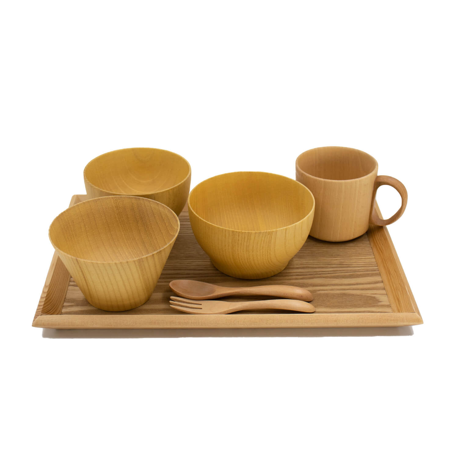 Natural wood baby tableware set
