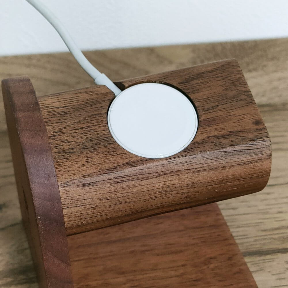 Wooden watch stand compatible with Apple Watch 