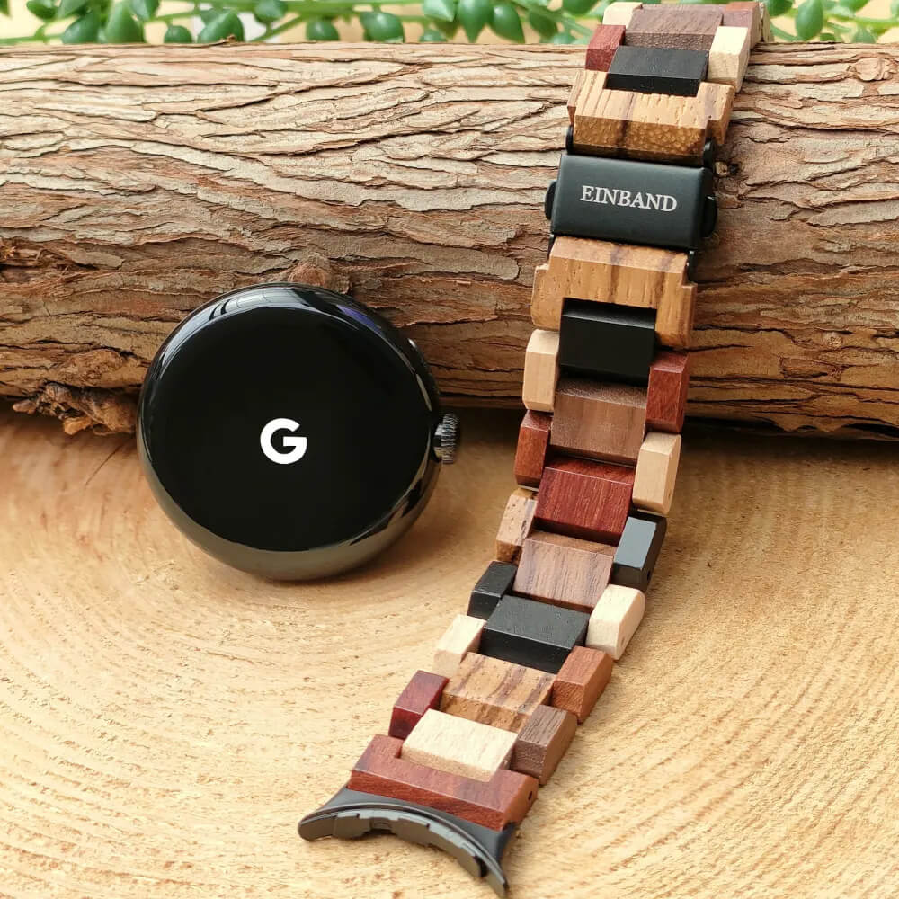 Google pixel watch band using 5 natural woods