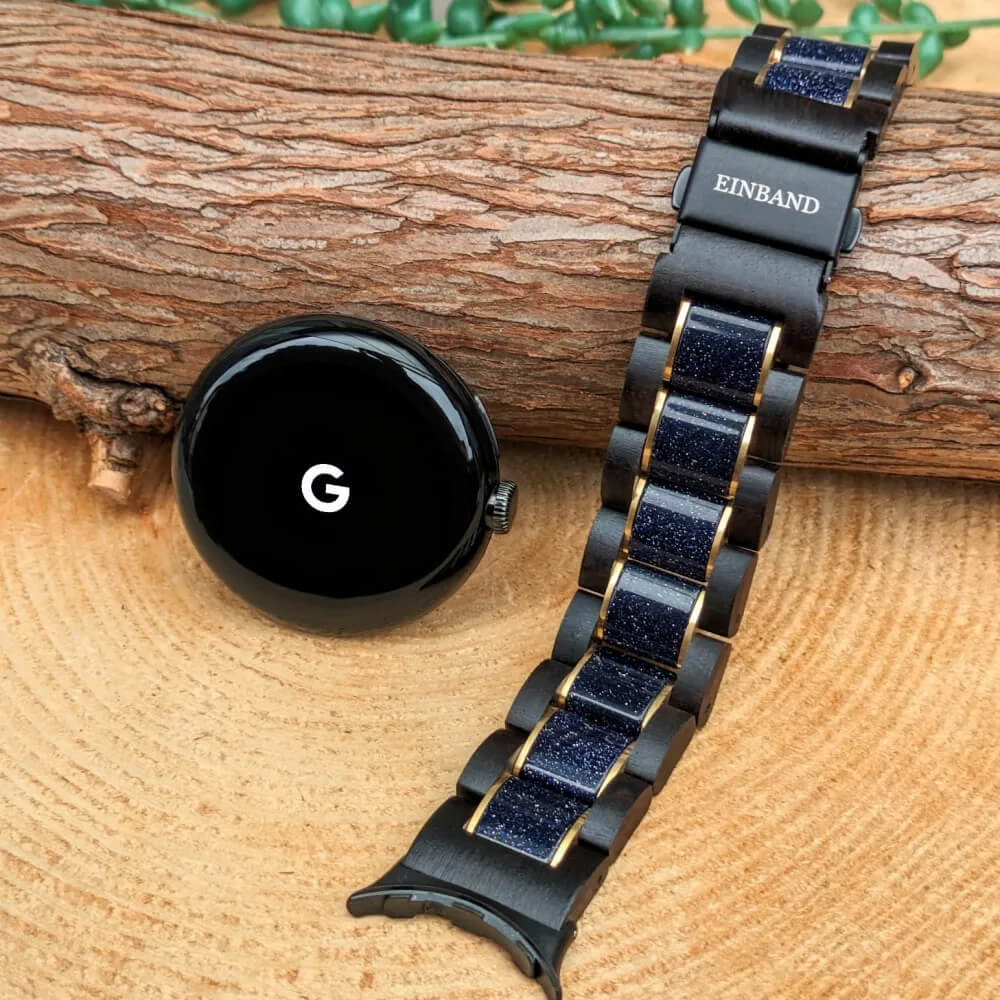 Blue Sandstone and Ebony Wood Google Pixel Watch Band