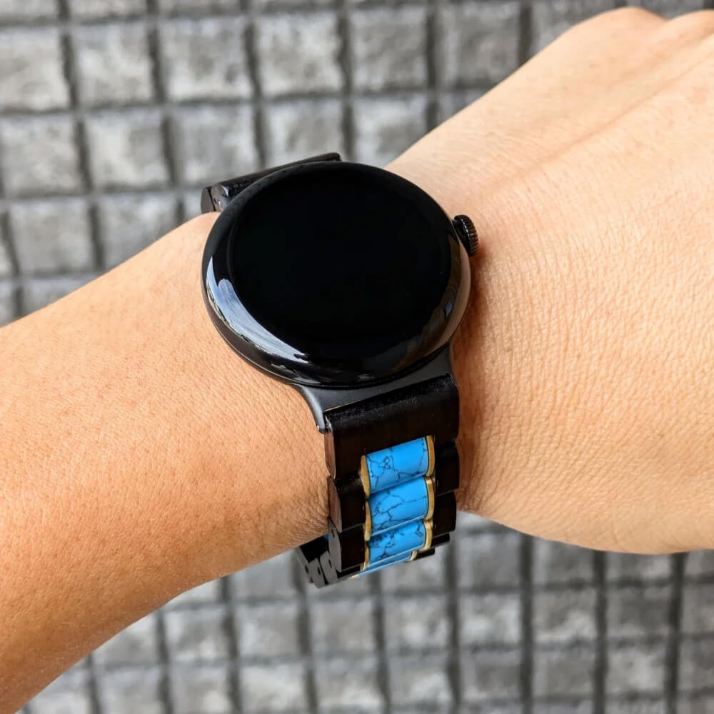 Google Pixel Watch Band in Turquoise and Ebony Wood