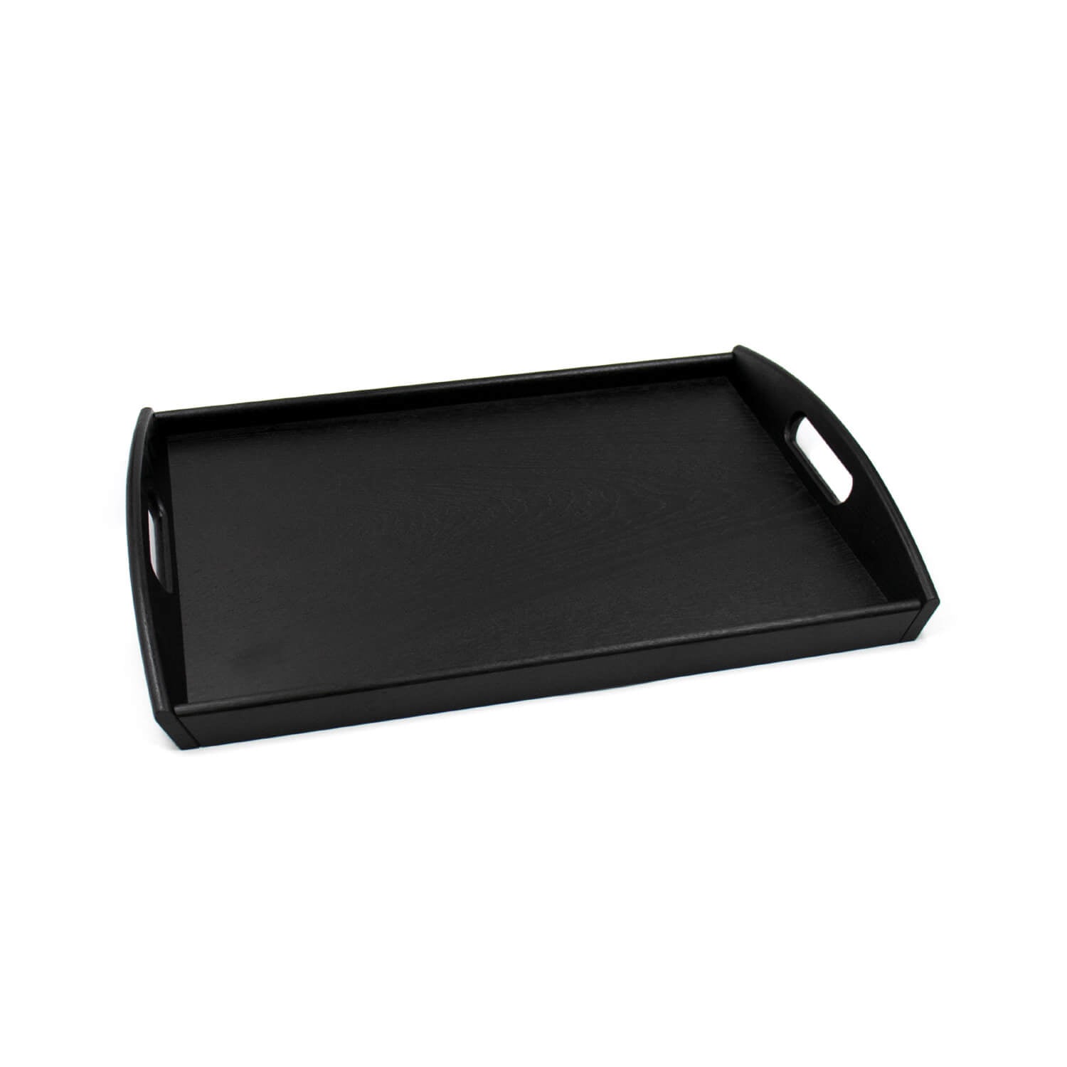 Chic textured tray with handle, black 440mm
