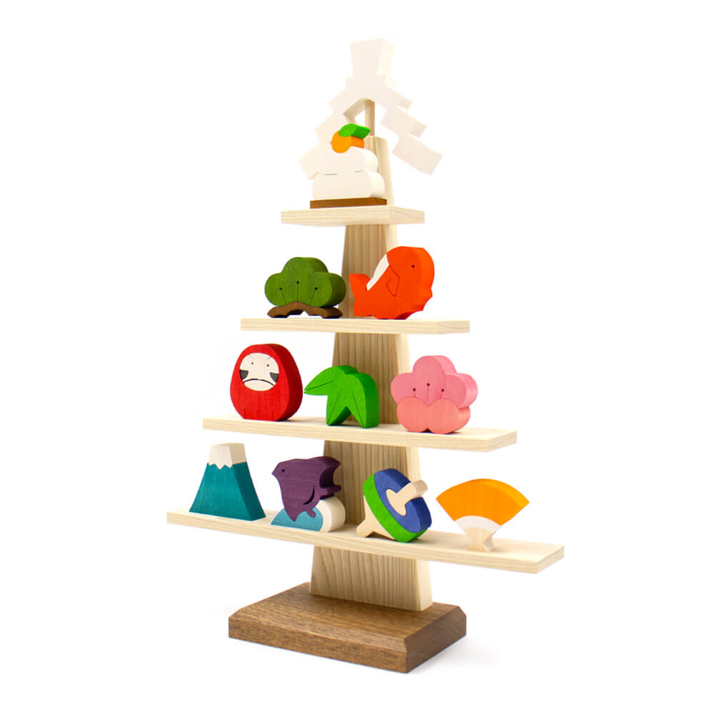 ステージツリー お正月の置物 森林工芸館 新年 縁起物 富士山 達磨