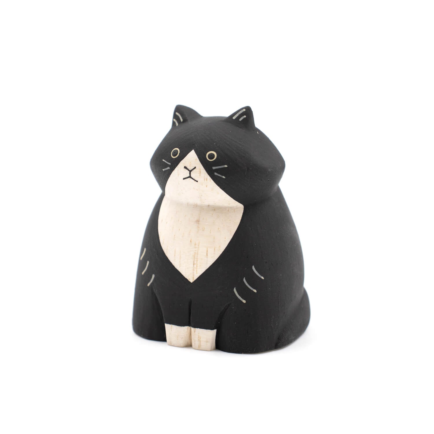 ぽれぽれ動物 ロングヘアハチワレ 木彫りの動物