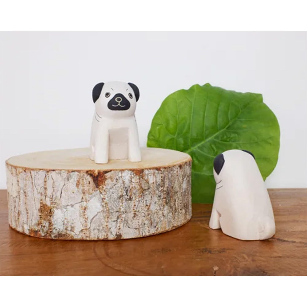 chubby animal pug wood carved animal