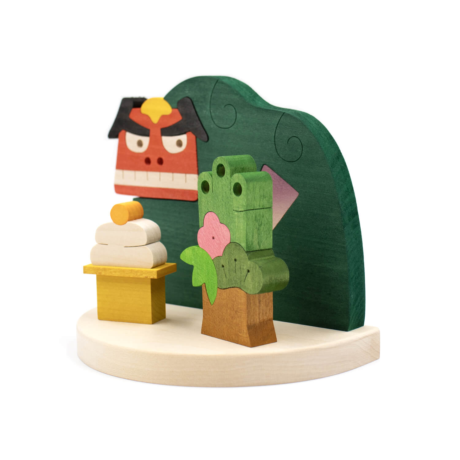 彩り歳時記 1月 お正月 元旦 木製 置物 卓上 オーナメント 飾り｜木の