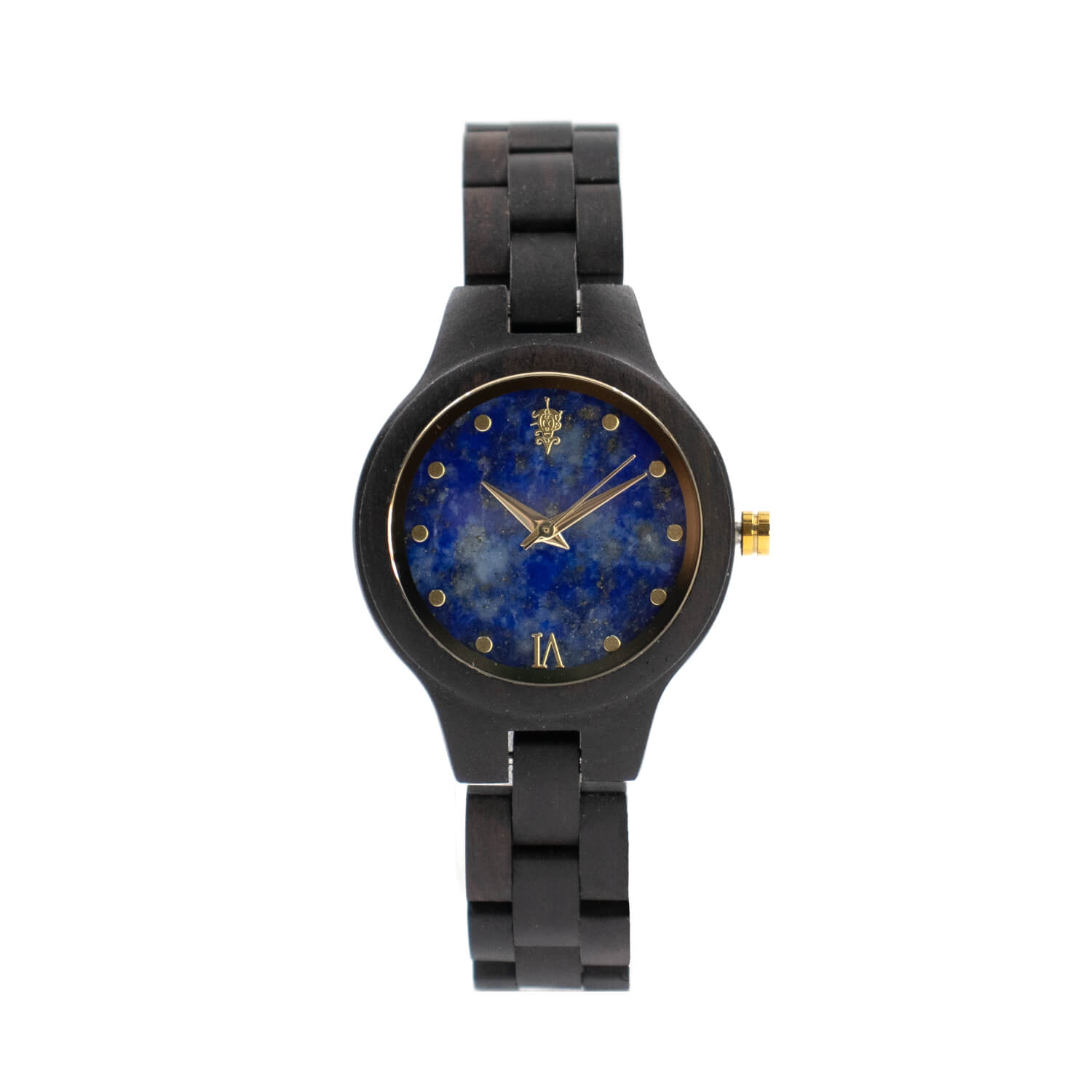 Lapis Lazuli and Ebony Wood Wooden Watch 34mm Prima for Women 