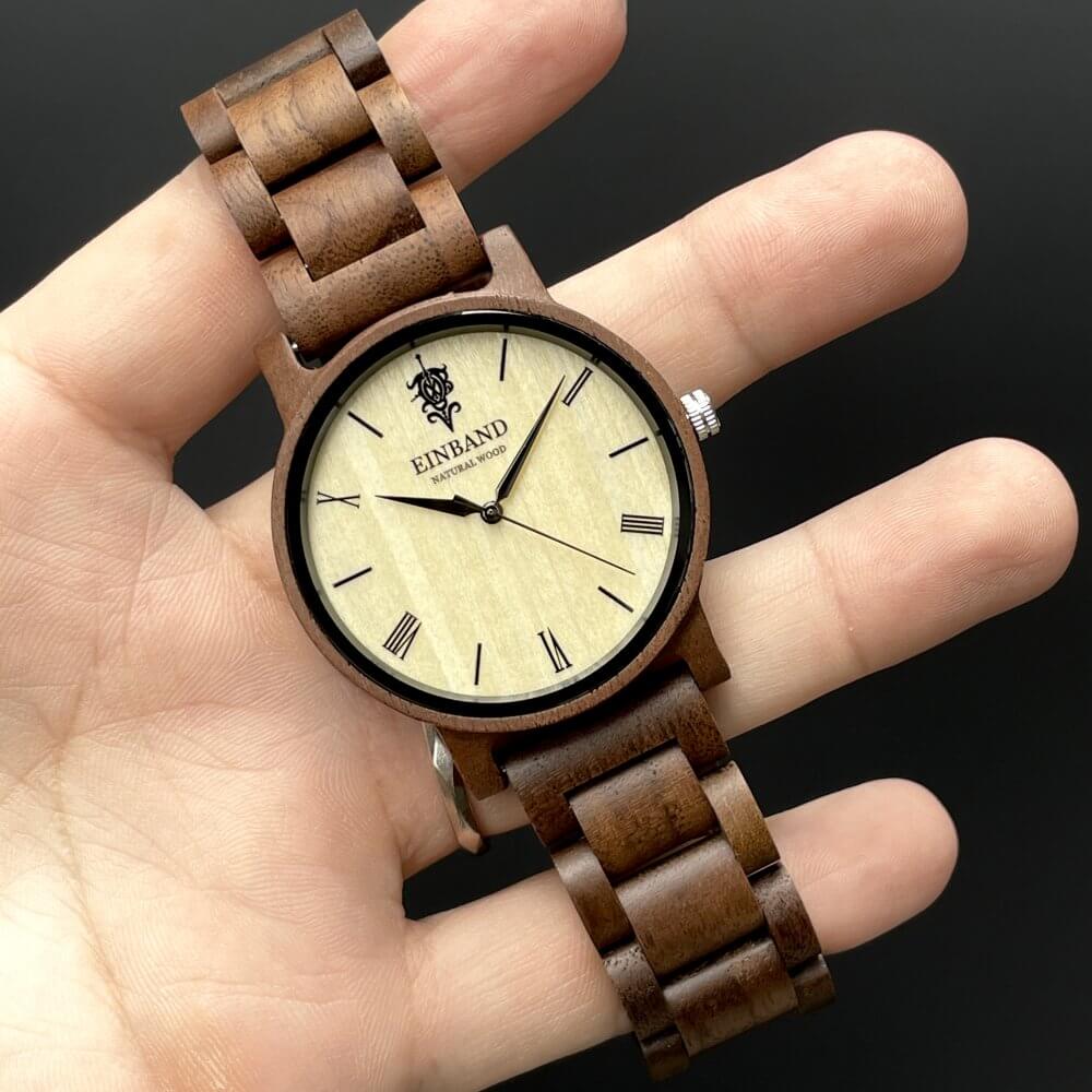 クルミの木製腕時計 40mm 男性向け Reise Walnut