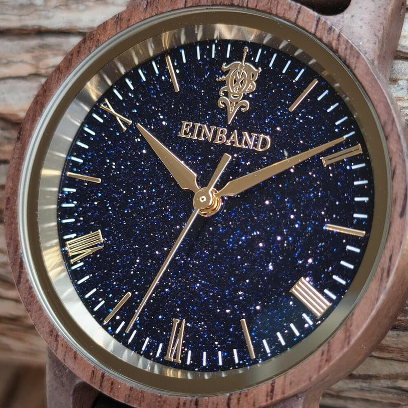 ブルーサンドストーンの木製腕時計 32mm 女性向け Reise Blue sandstone × Walnut