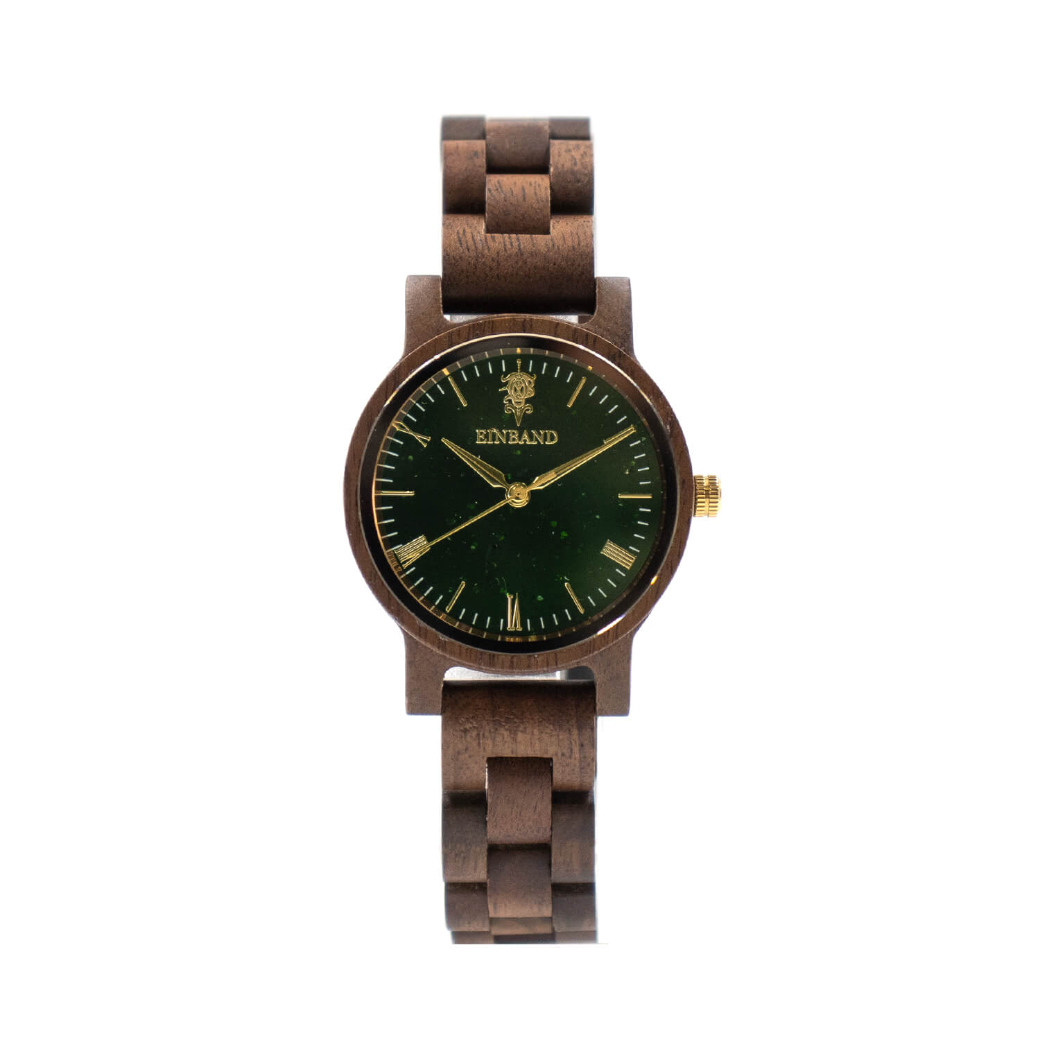 グリーンサンドストーンの木製腕時計 32mm 女性向け Reise Green sandstone × Walnut