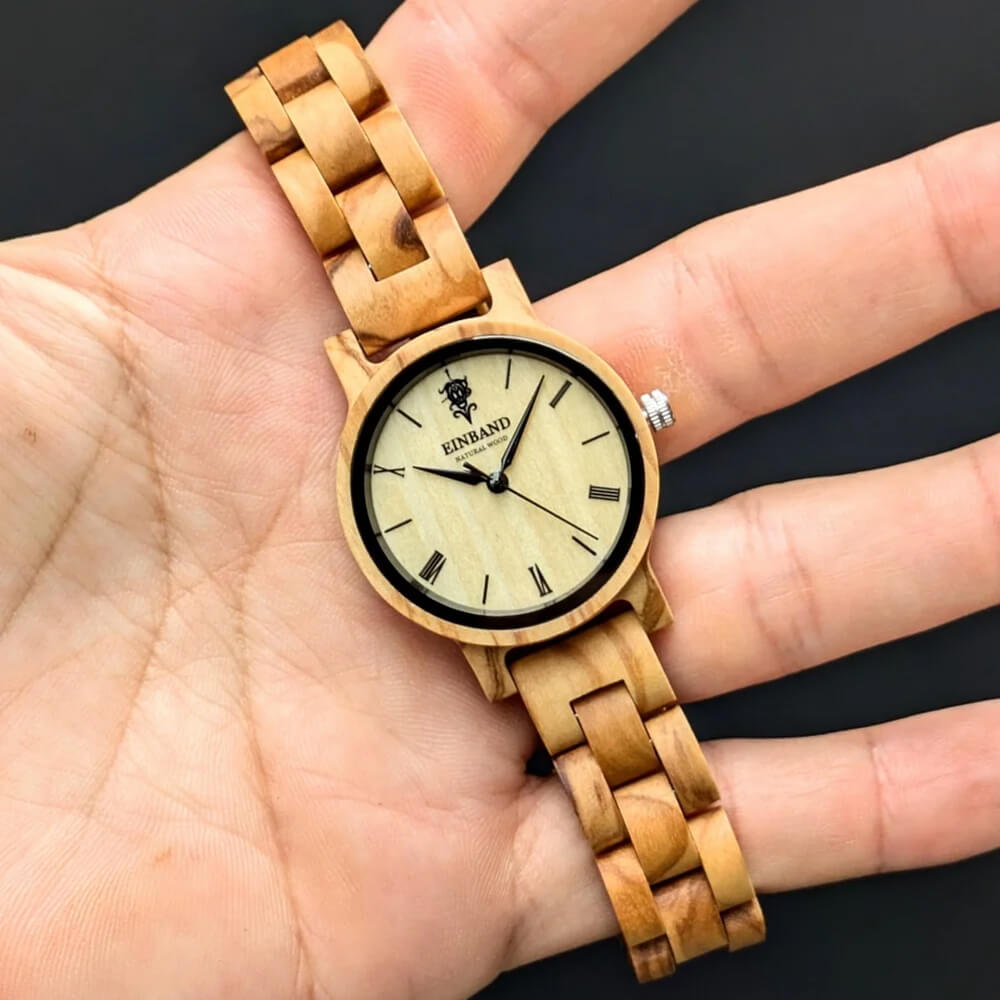 オリーブの木製腕時計 32mm 女性向け Reise Olive