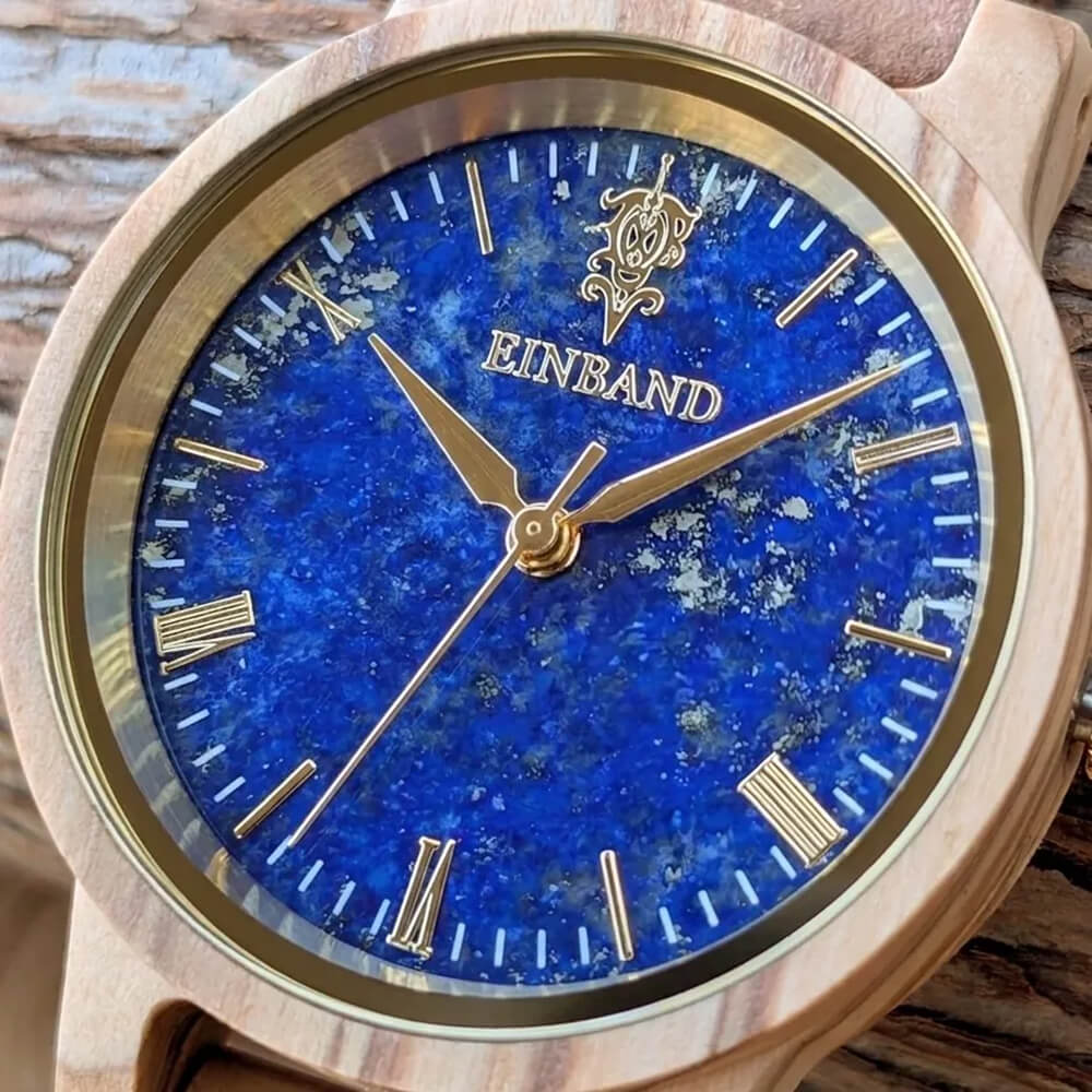 ラピスラズリとオリーブの木製腕時計 32mm 女性向け Reise