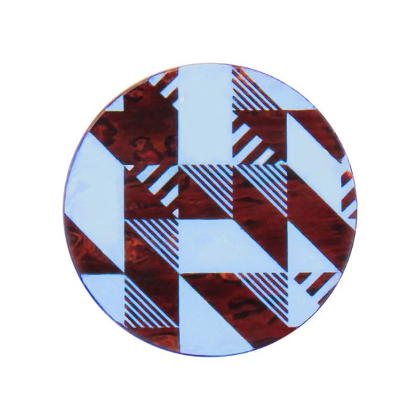 KAVERS 鱗紋（白藍） 秋田の伝統工芸 樺細工のブローチ Sサイズ