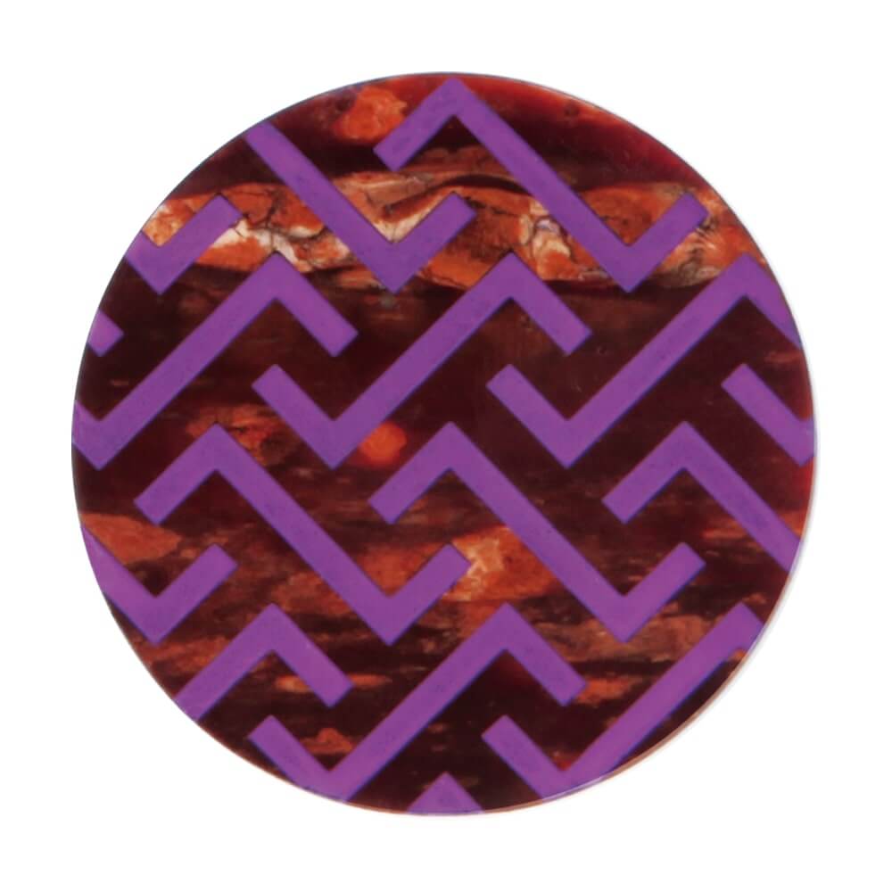 KAVERS 紗綾形（紫） 秋田の伝統工芸 樺細工のブローチ Lサイズ