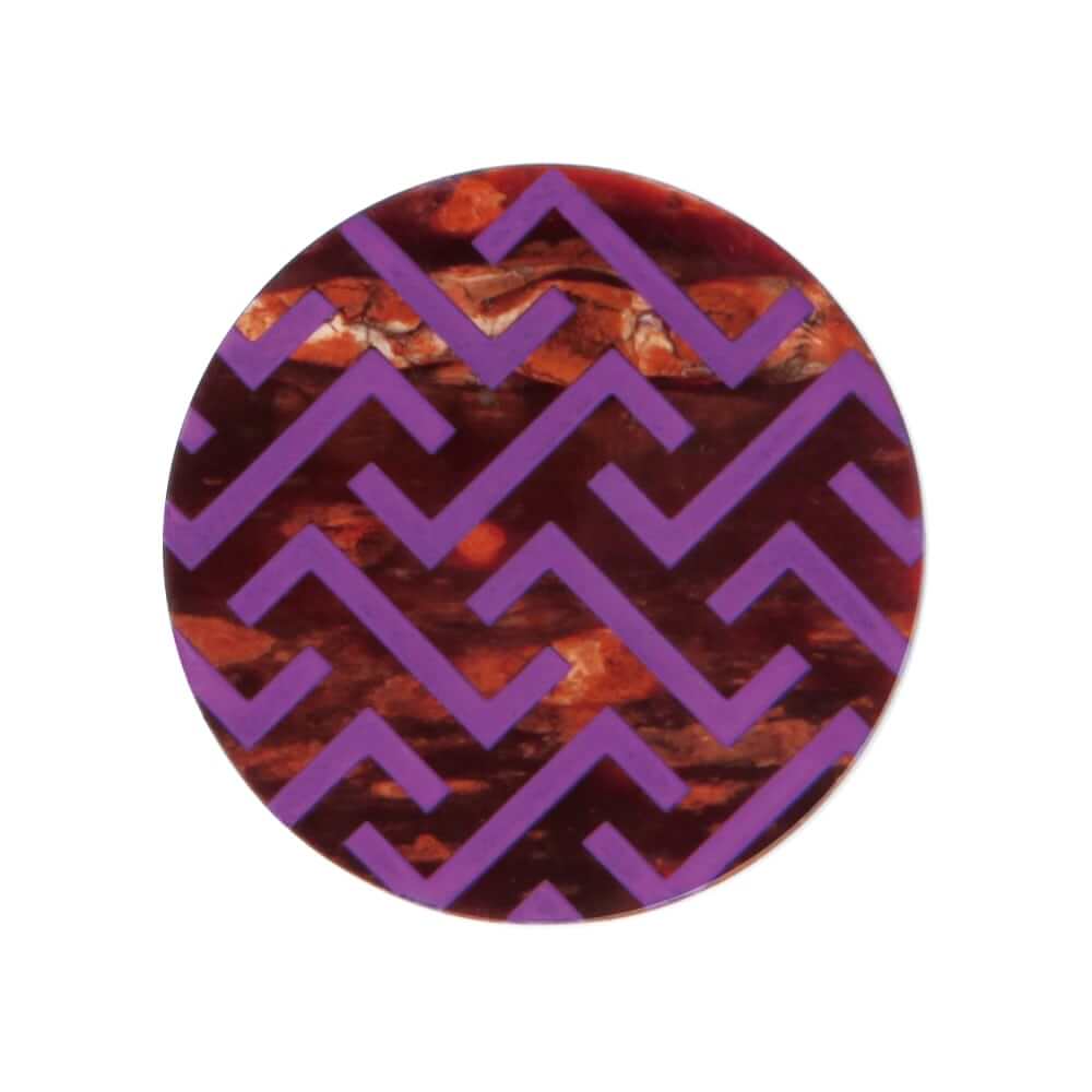KAVERS 紗綾形（紫） 秋田の伝統工芸 樺細工のブローチ Sサイズ