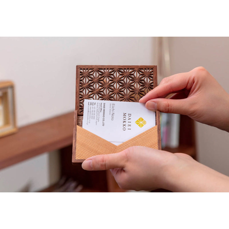 Enishi ピンクアイボリー 組子細工のカードケース