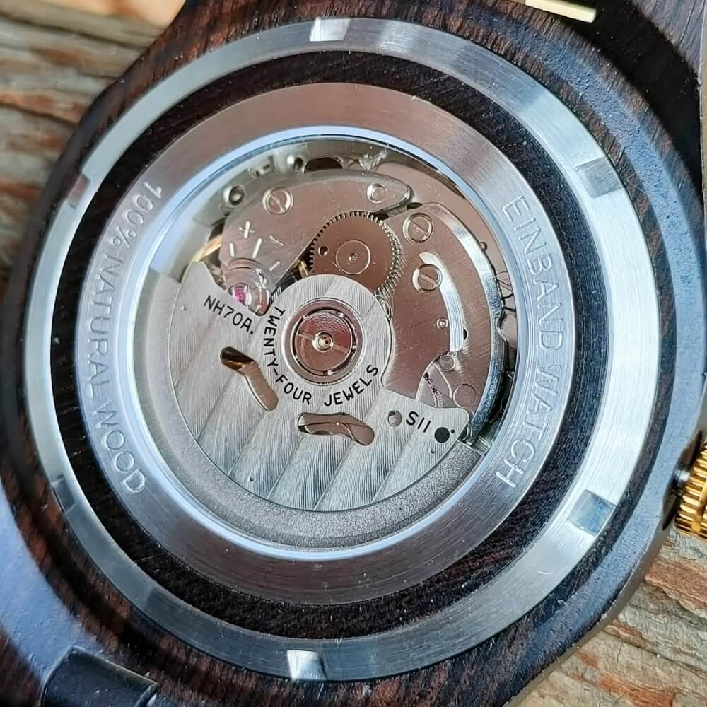 Automatic wooden watch black dial Ebony Wood 46mm for men Meteor Ebony Wood 