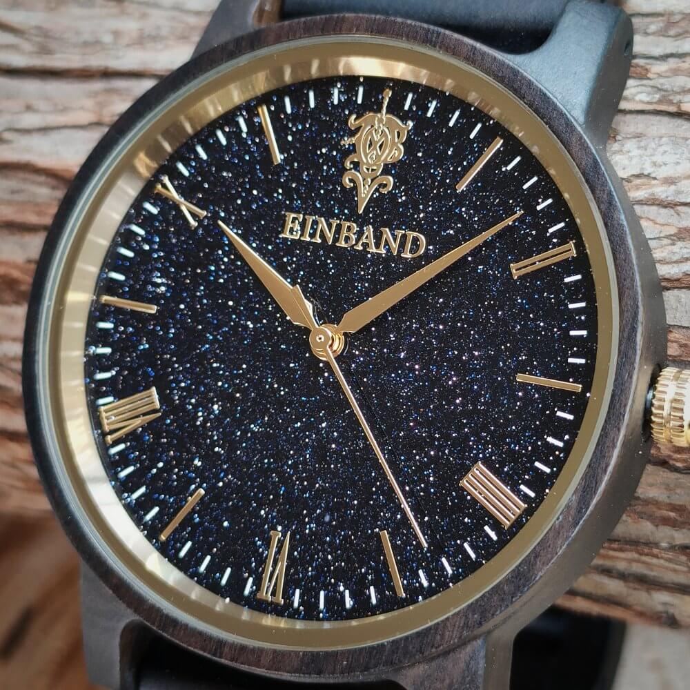 ブルーサンドストーンの木製腕時計 40mm 男性向け Reise Blue sandstone × SandalWood