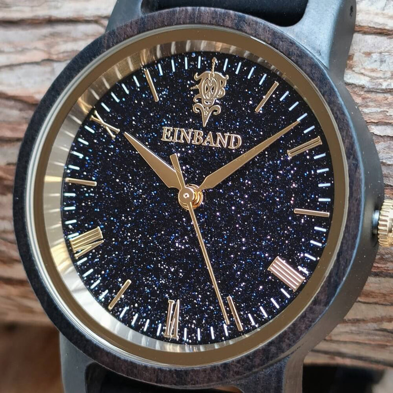 ブルーサンドストーンの木製腕時計 32mm 女性向け Reise Blue sandstone × SandalWood