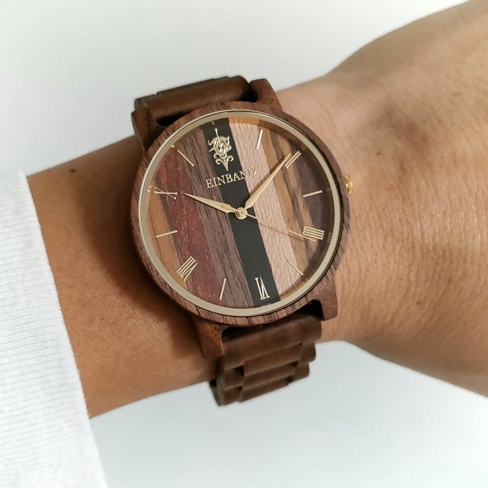 Wooden watch using 5 natural woods 40mm for men Reise Mix Wood × Walnut 