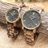 ゼブラウッドの木製腕時計 40mm 男性向け Reise ZebraWood & Gold