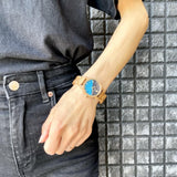 ターコイズの木製腕時計 32mm 女性向け Reise Blue sandstone × Turquoise & Oak Wood