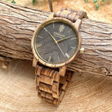 ゼブラウッドの木製腕時計 40mm 男性向け Reise ZebraWood & Gold