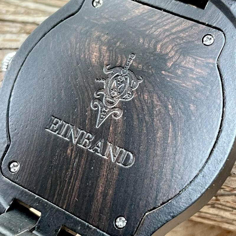 マルチカレンダー木製腕時計 46mm 男性向け Sand Ebony
