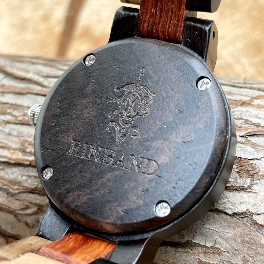 【公式】EINBAND アインバンド エボニーウッド 木製 腕時計 レディース 32mm クォーツ|木の雑貨とギフト-Mokutopia(モクトピア)公式 チタンバックル(メーカー直送)